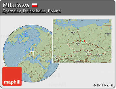 Savanna Style Location Map of Mikułowa, hill shading