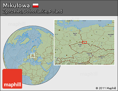 Savanna Style Location Map of Mikułowa, hill shading