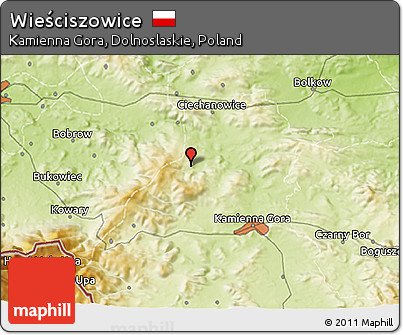 Physical 3D Map of Wieściszowice