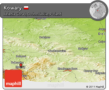 Physical Panoramic Map of Kowary