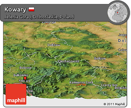 Satellite Panoramic Map of Kowary