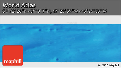 Physical Panoramic Map of the Area around 50° 55' 47" N, 16° 55' 29" W