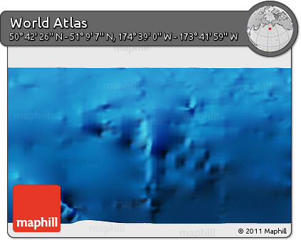 Shaded Relief 3D Map of the Area around 50° 55' 47" N, 174° 10' 30" W