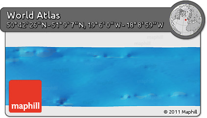 Shaded Relief Panoramic Map of the Area around 50° 55' 47" N, 18° 37' 30" W