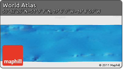 Shaded Relief Panoramic Map of the Area around 50° 55' 47" N, 18° 37' 30" W