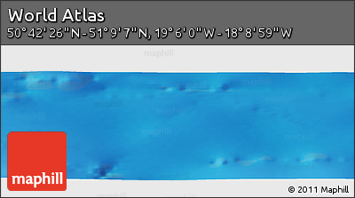 Shaded Relief Panoramic Map of the Area around 50° 55' 47" N, 18° 37' 30" W