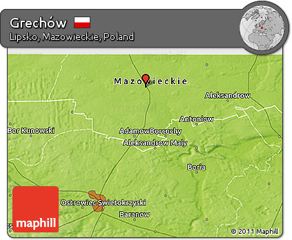 Physical 3D Map of Grechów