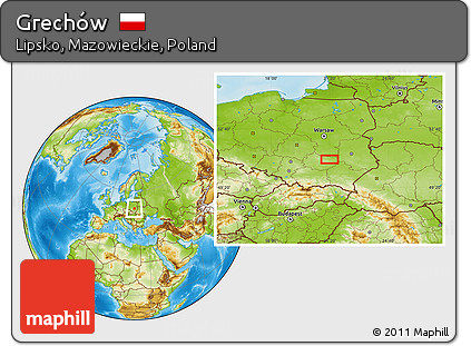 Physical Location Map of Grechów