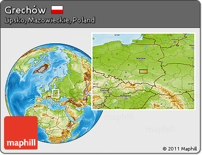 Physical Location Map of Grechów