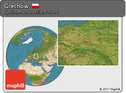 Satellite Location Map of Grechów