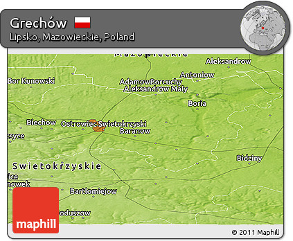 Physical Panoramic Map of Grechów