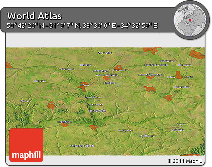 Satellite 3D Map of the Area around 50° 55' 47" N, 34° 4' 30" E