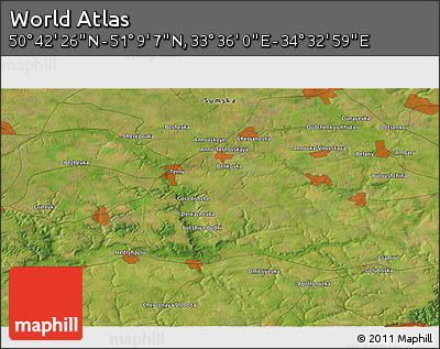 Satellite 3D Map of the Area around 50° 55' 47" N, 34° 4' 30" E