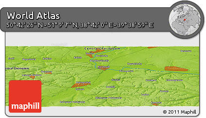 Physical Panoramic Map of the Area around 50° 55' 47" N, 39° 10' 29" E