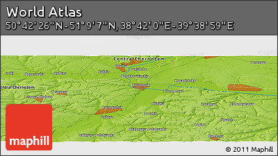 Physical Panoramic Map of the Area around 50° 55' 47" N, 39° 10' 29" E