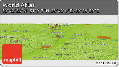 Physical Panoramic Map of the Area around 50° 55' 47" N, 39° 10' 29" E