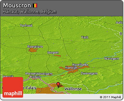 Physical Panoramic Map of Mouscron