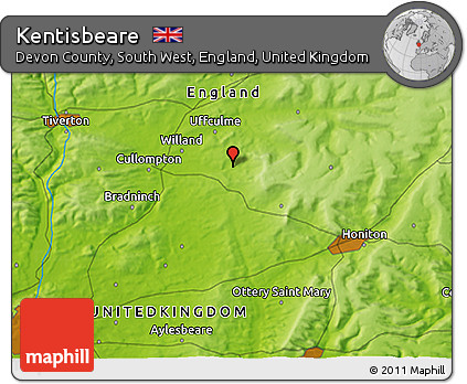Physical 3D Map of Kentisbeare