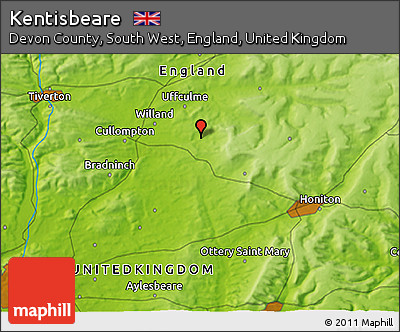 Physical 3D Map of Kentisbeare