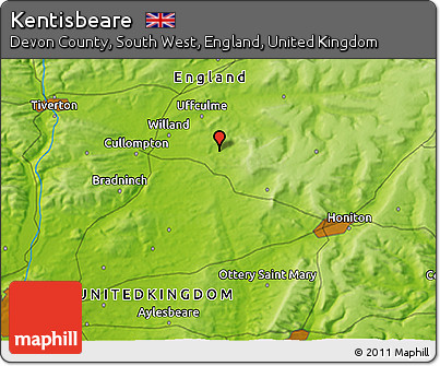 Physical 3D Map of Kentisbeare