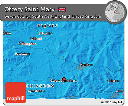 Political 3D Map of Ottery Saint Mary