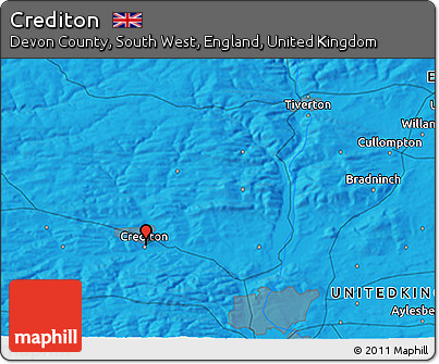 Political 3D Map of Crediton