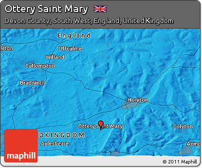 Political 3D Map of Ottery Saint Mary