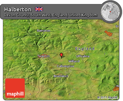 Satellite 3D Map of Halberton