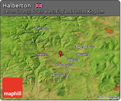 Satellite 3D Map of Halberton