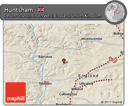 Shaded Relief 3D Map of Huntsham