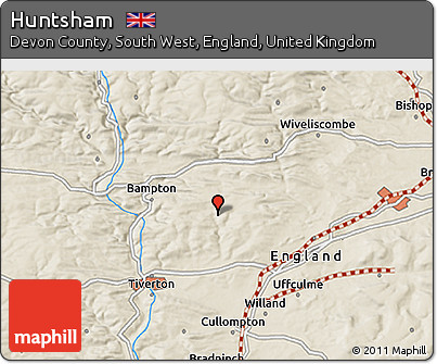 Shaded Relief 3D Map of Huntsham