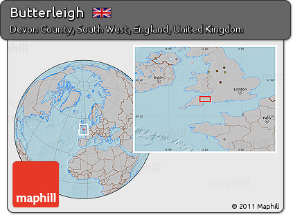Gray Location Map of Butterleigh, hill shading