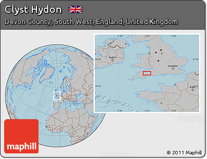 Gray Location Map of Clyst Hydon, hill shading