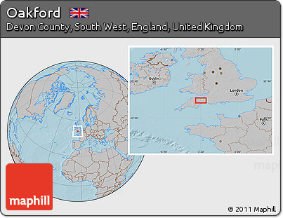 Gray Location Map of Oakford, hill shading