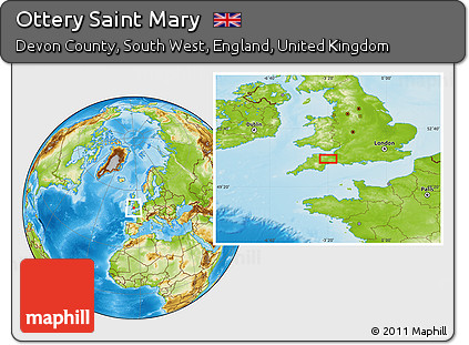 Physical Location Map of Ottery Saint Mary