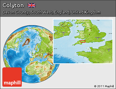 Physical Location Map of Colyton
