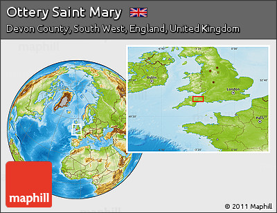 Physical Location Map of Ottery Saint Mary