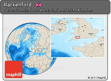 Shaded Relief Location Map of Rackenford
