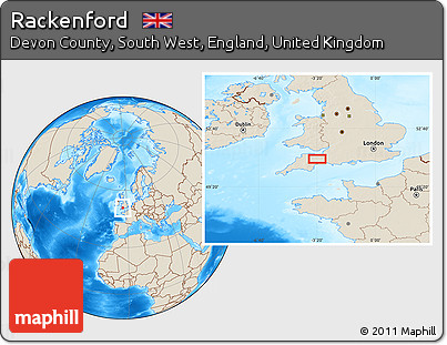 Shaded Relief Location Map of Rackenford