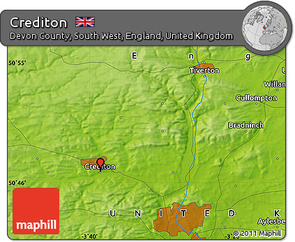 Physical Map of Crediton