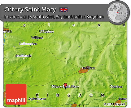 Physical Map of Ottery Saint Mary