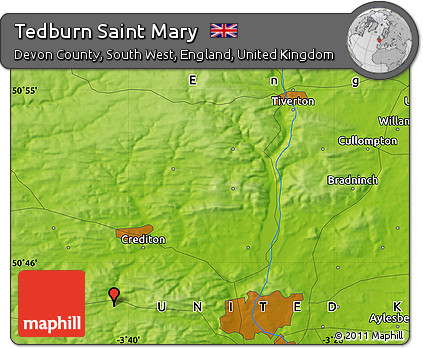 Physical Map of Tedburn Saint Mary