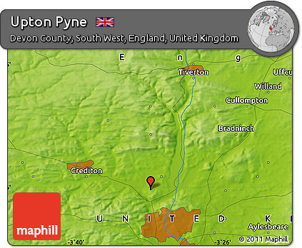 Physical Map of Upton Pyne