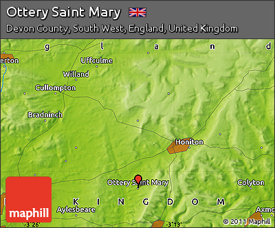 Physical Map of Ottery Saint Mary