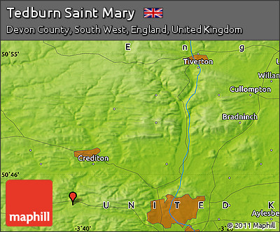 Physical Map of Tedburn Saint Mary