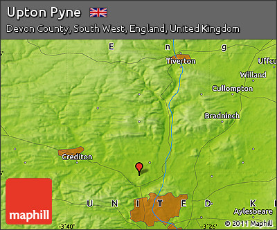 Physical Map of Upton Pyne
