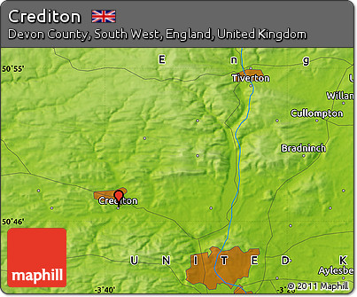 Physical Map of Crediton
