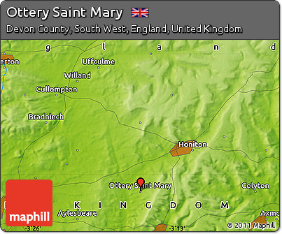 Physical Map of Ottery Saint Mary