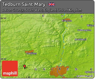 Physical Map of Tedburn Saint Mary