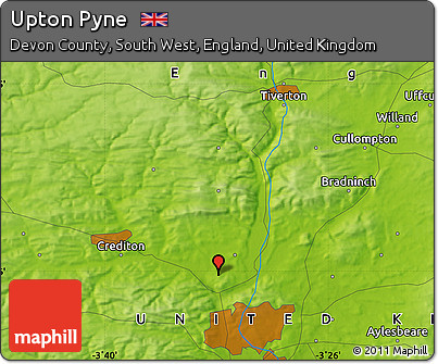 Physical Map of Upton Pyne